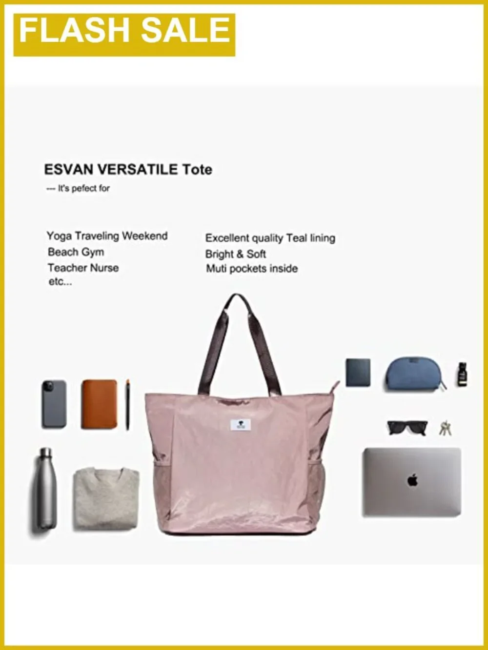 ESVAN Nylon Yoga Mat Tote Bag Carryall Shoulder Bag